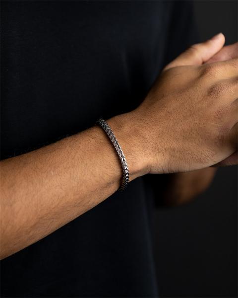 5 mm Fuchsschwanz-Armband aus Edelstahl mit Silber-Finish - Milia Silver